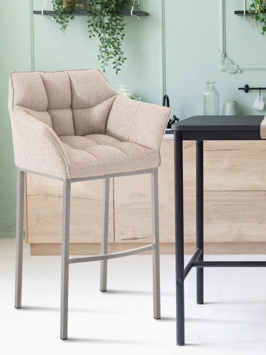 Banco Alto Damaso 4 Tecido Cromado