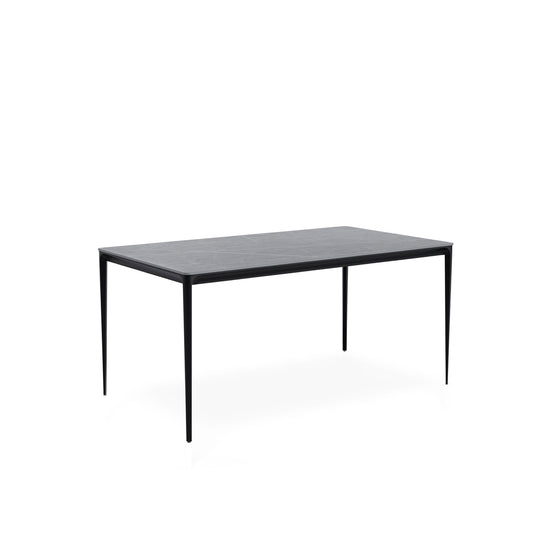 Mesa Arya 140 cm com tampo cerâmico cinzento e base preta