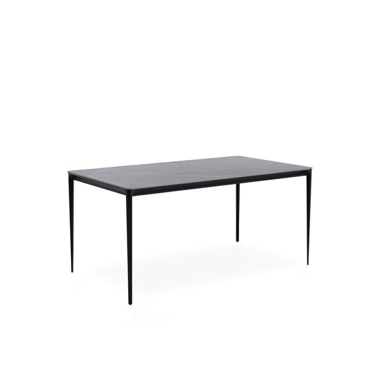 Mesa Arya 160 cm com tampo cerâmico cinzento e base preta