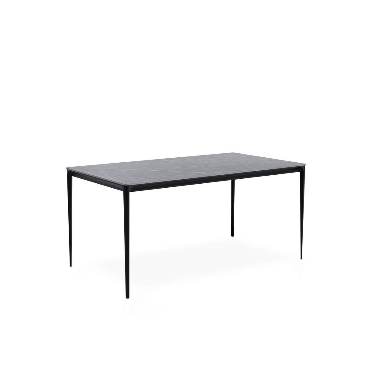 Mesa Arya 180 cm com tampo cerâmico cinzento e base preta