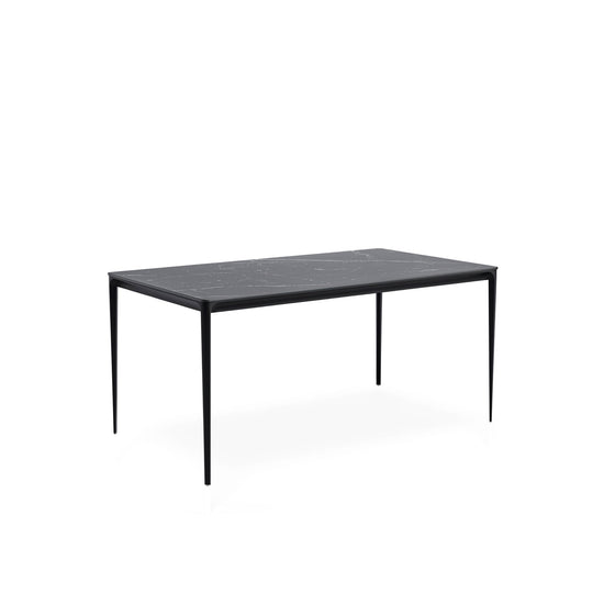 Mesa Arya 180 cm com tampo cerâmico preto e base preta