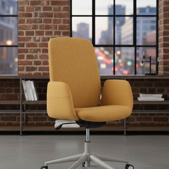 Cadeira British mostarda em loft urbano