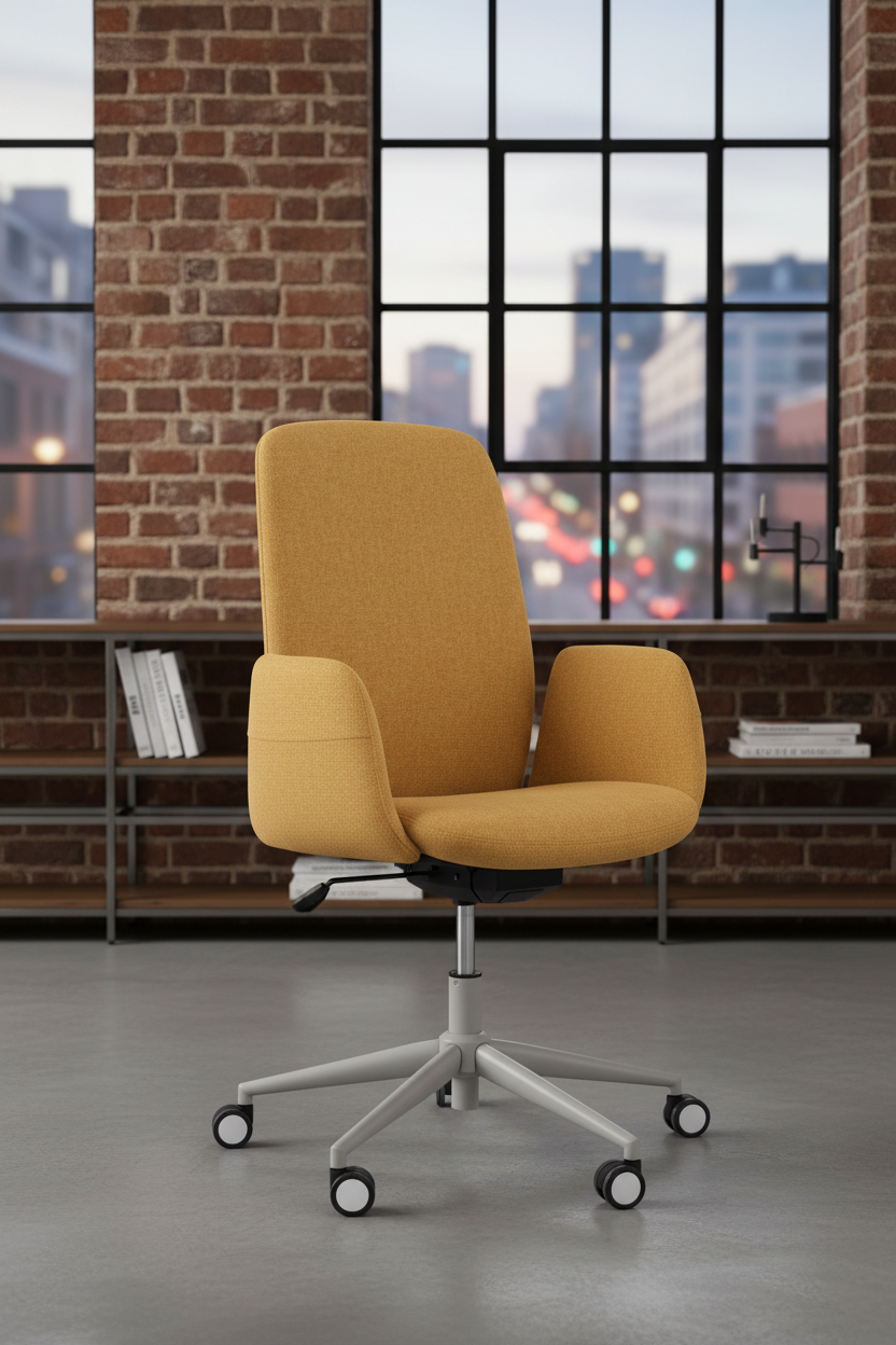 Cadeira British mostarda em loft urbano