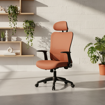 Cadeira Montreal terracota em ambiente lifestyle