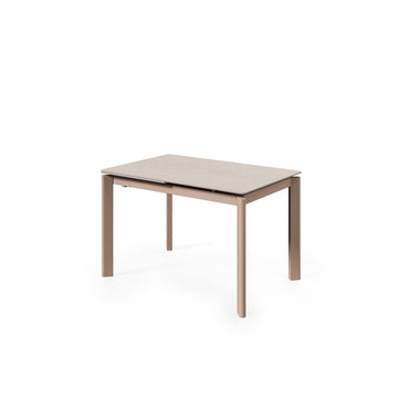 Mesa extensível Constance 140 cm travertino com pés bege