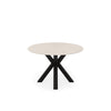 Mesa redonda Fiorella 120 cm Travertino con base Negra