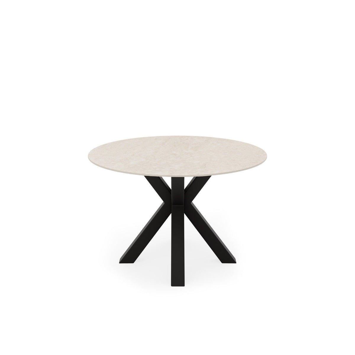 Mesa redonda Fiorella 120 cm Travertino con base Negra