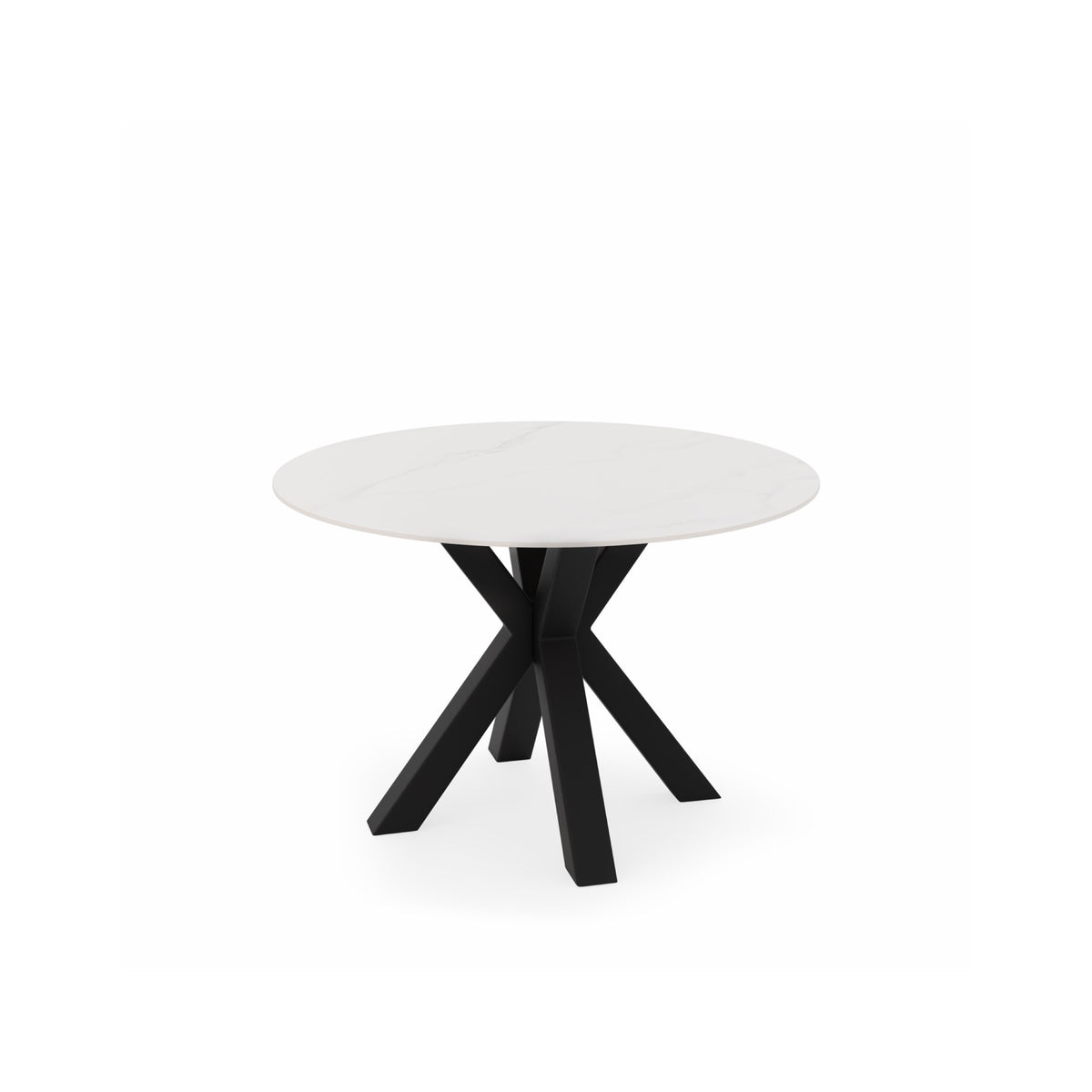 Mesa redonda Fiorella 100 cm creta com base preta