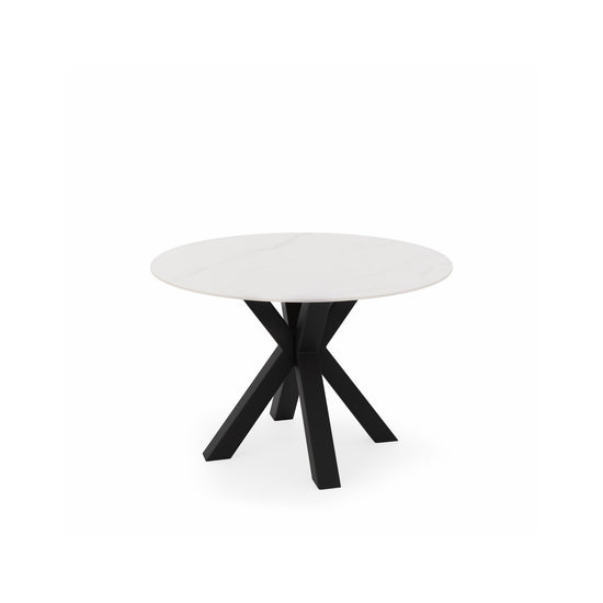Mesa redonda Fiorella 120 cm Creta con base Negra
