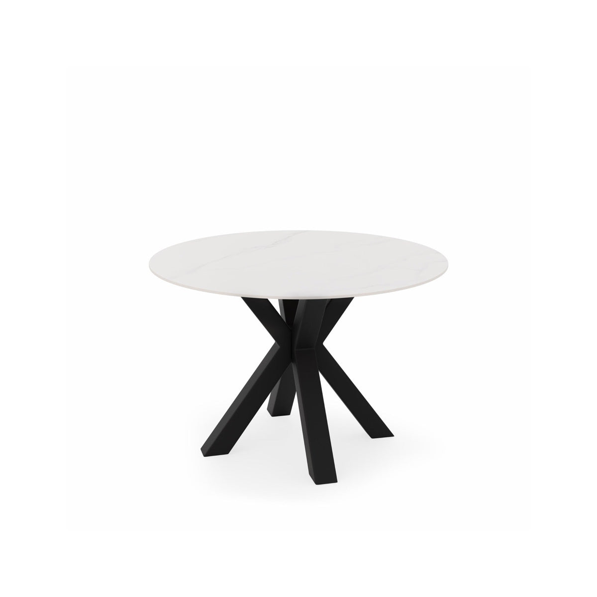Mesa redonda Fiorella 120 cm Creta con base Negra