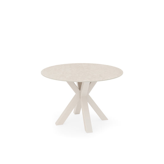 Mesa redonda Fiorella 100 cm travertino com base bege