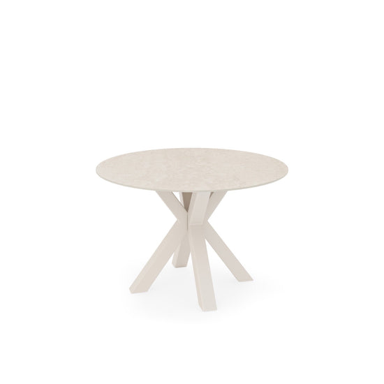 Mesa redonda Fiorella 120 cm travertino com base bege