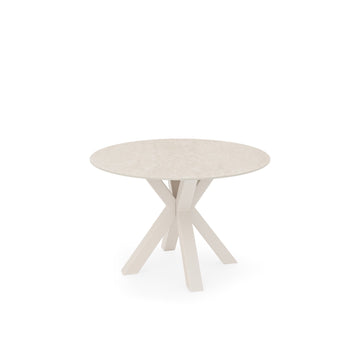 Mesa redonda Fiorella 120 cm travertino com base bege