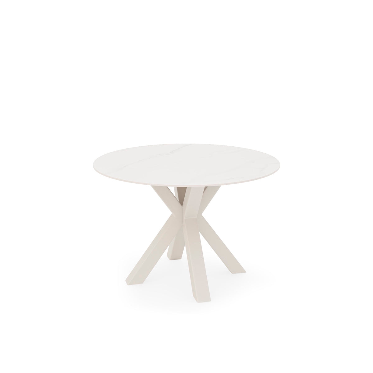 Mesa redonda Fiorella 100 cm creta com base bege