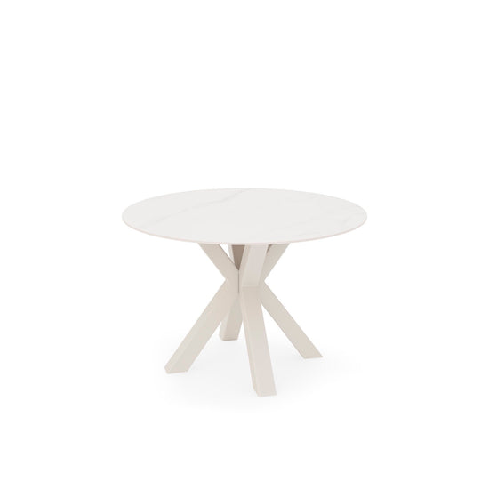 Mesa redonda Fiorella 120 cm creta com base bege