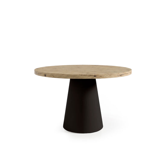 Mesa redonda Holly 100 cm com tampo efeito madeira e base preta