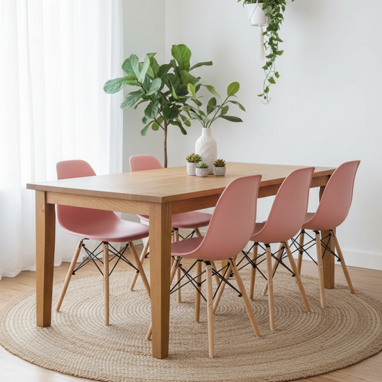 Cadeira Oslo rosa em ambiente nórdico