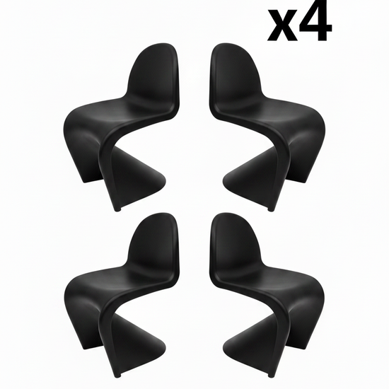 Cadeira Wavy Kids Preta x4 - Pack 4 unidades