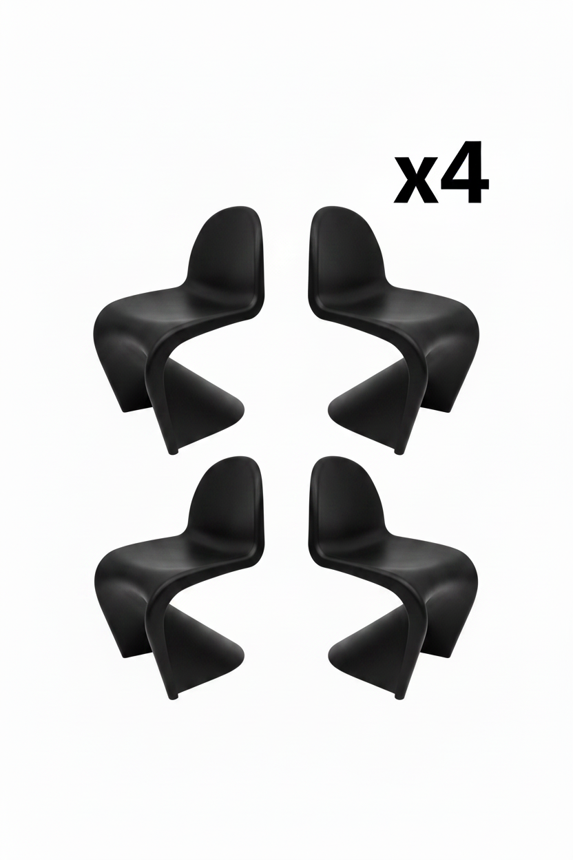 Cadeira Wavy Kids Preta x4 - Pack 4 unidades