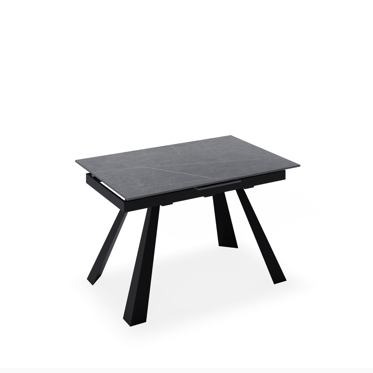 Mesa extensível Judy 120 cm atenea com tampo em porcelana e pés metálicos pretos