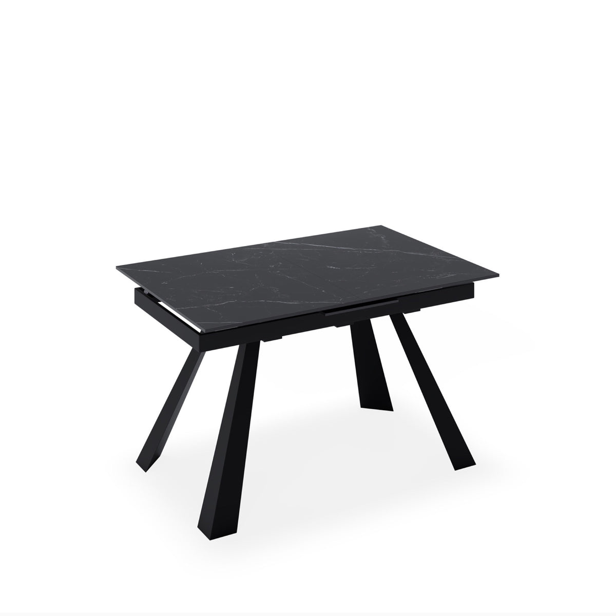 Mesa extensível Judy 120 cm sahara com tampo em porcelana e pés metálicos pretos
