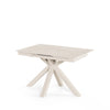 Mesa extensible Lori 160 cm Travertino con tablero de porcelana y patas metálicas en X