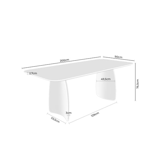 Mesa Kimberly 200 cm – esquema com as medidas