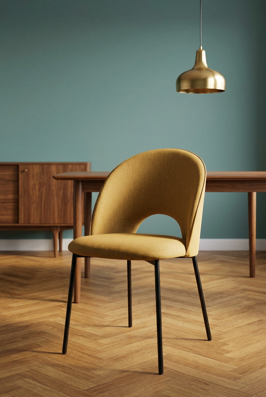 Rika mostarda em ambiente mid-century