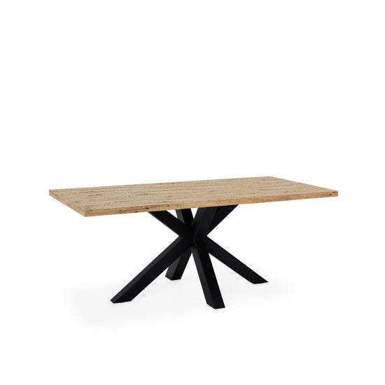 Mesa Sandy 140 cm com tampo efeito carvalho e estrutura preta