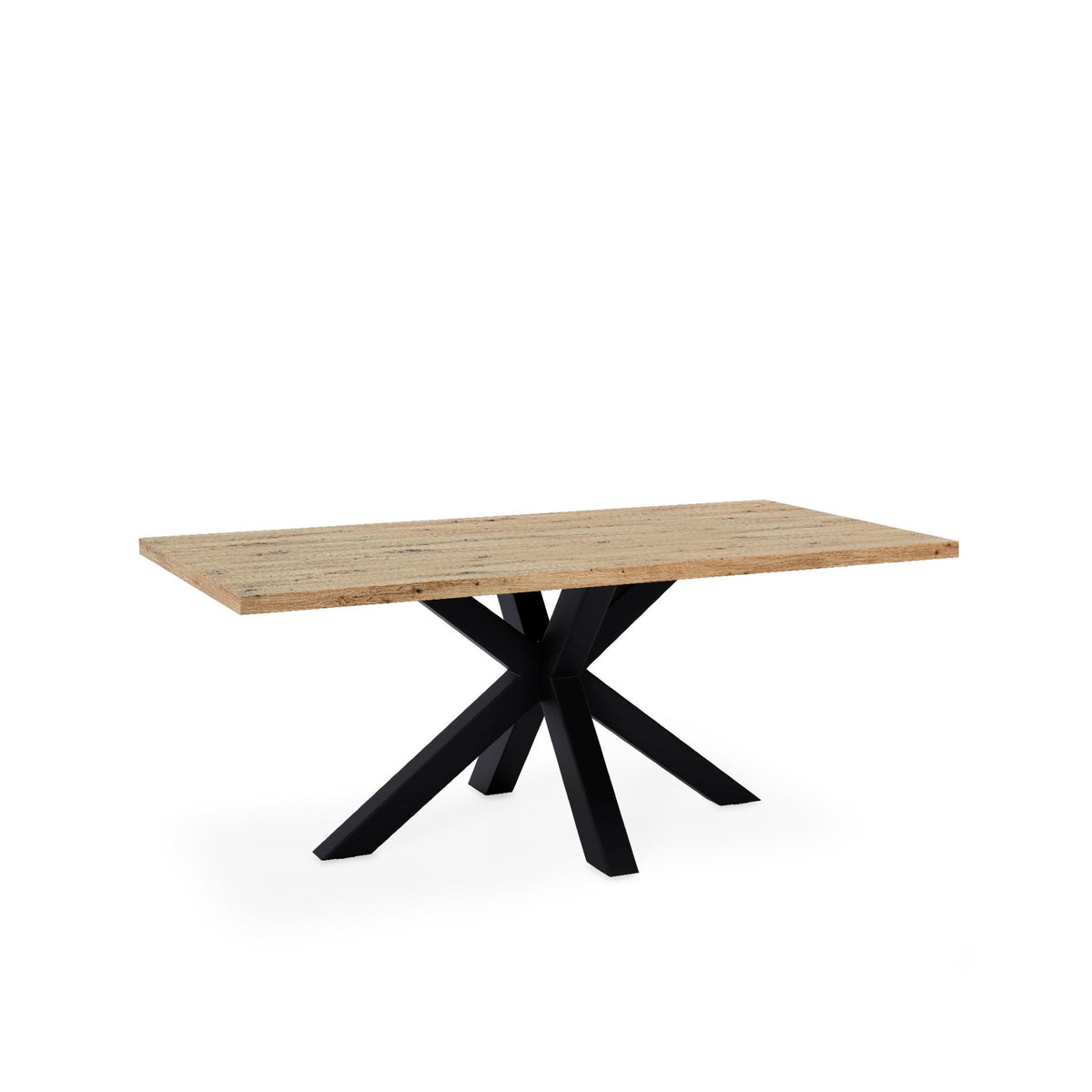 Mesa Sandy 140 cm com tampo efeito carvalho e estrutura preta