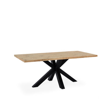 Mesa Sandy 140 cm com tampo efeito carvalho e estrutura preta