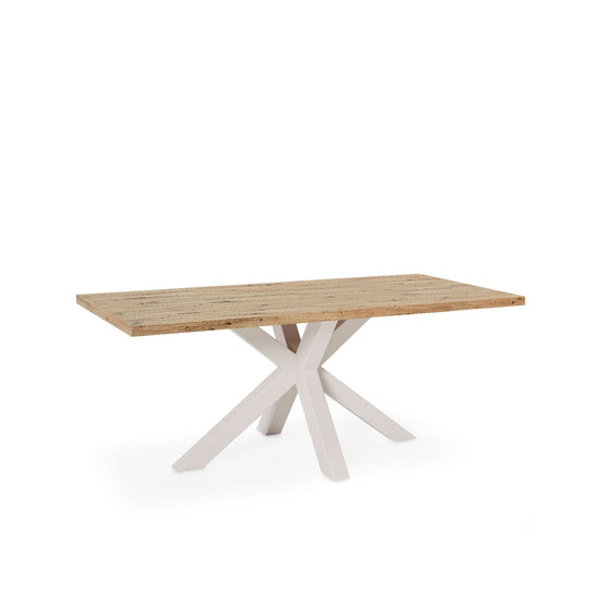 Mesa Sandy 160 cm com tampo efeito carvalho e estrutura bege